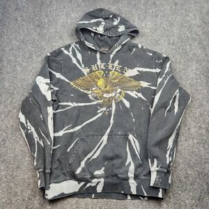Sullen Hoodie Sweatshirt Mens 2XL Gray Tie Dye Eagle Skull Graphic Pullover Y2K
